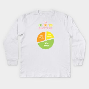 The 50/30/20 Budget Rule | Green Orange Yellow Pink | White Kids Long Sleeve T-Shirt